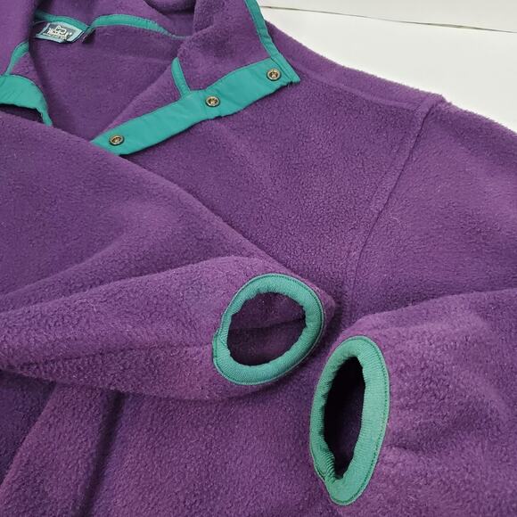 Vintage Woolrich Fleece Womens XLarge 1/4 Snap Baggy Purple/Teal Retro 90s - Picture 8 of 9